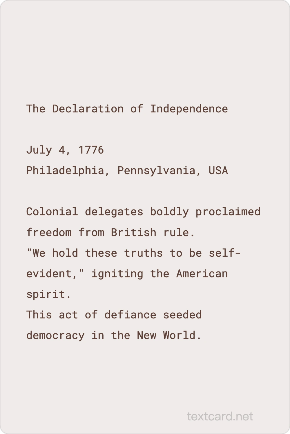 Historical Event — AI text card generator preview