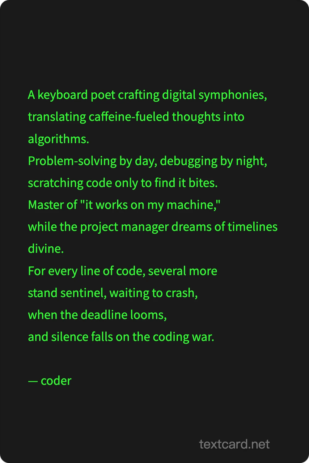 Job Definition — AI text card generator preview