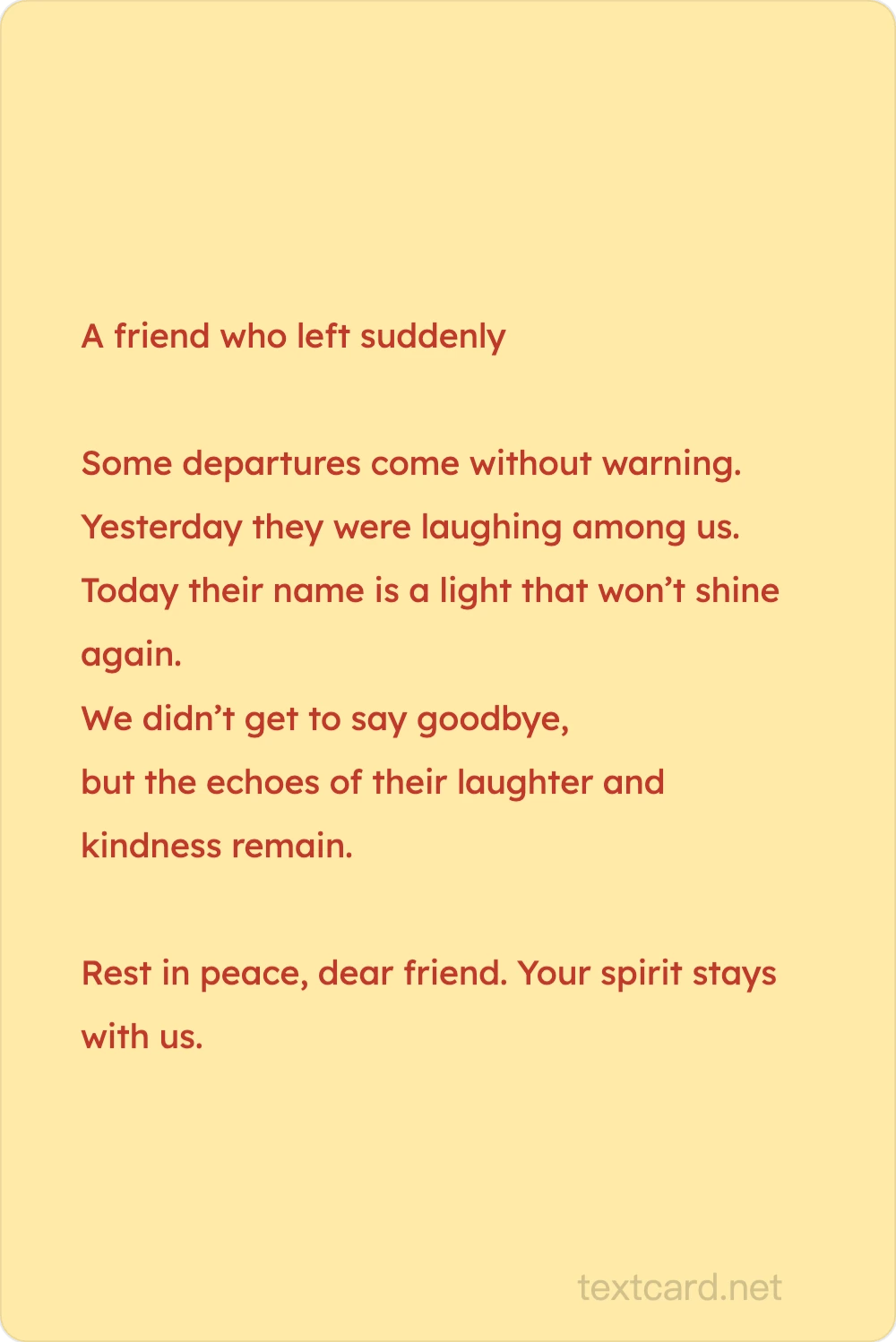 Obituary — AI text card generator preview